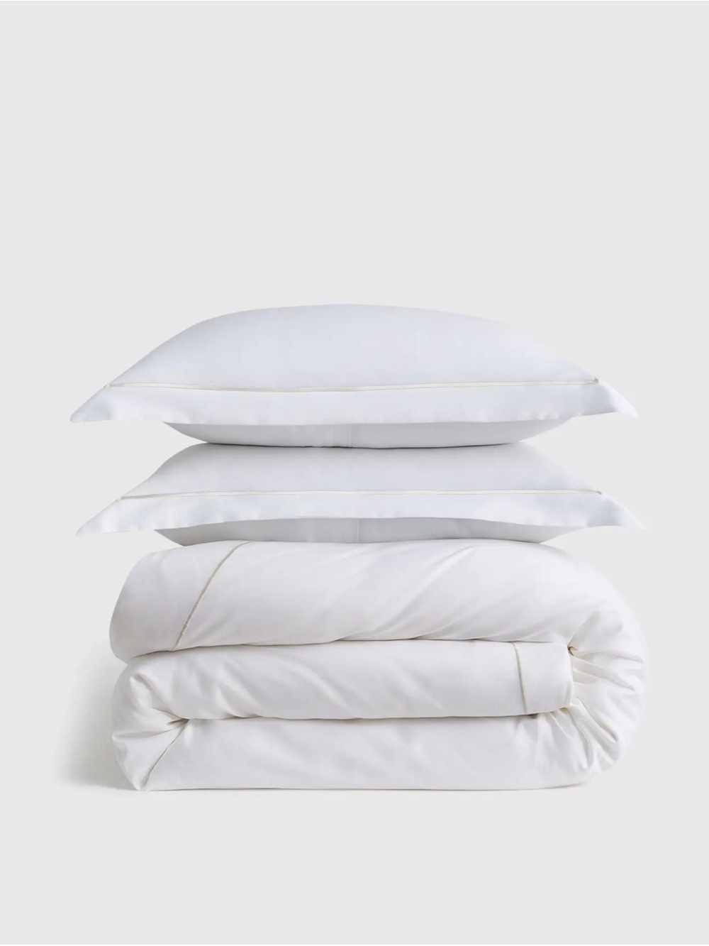 Quince Signature Giza Cotton Sateen Embroidered Duvet Cover Set - King WhiteSand